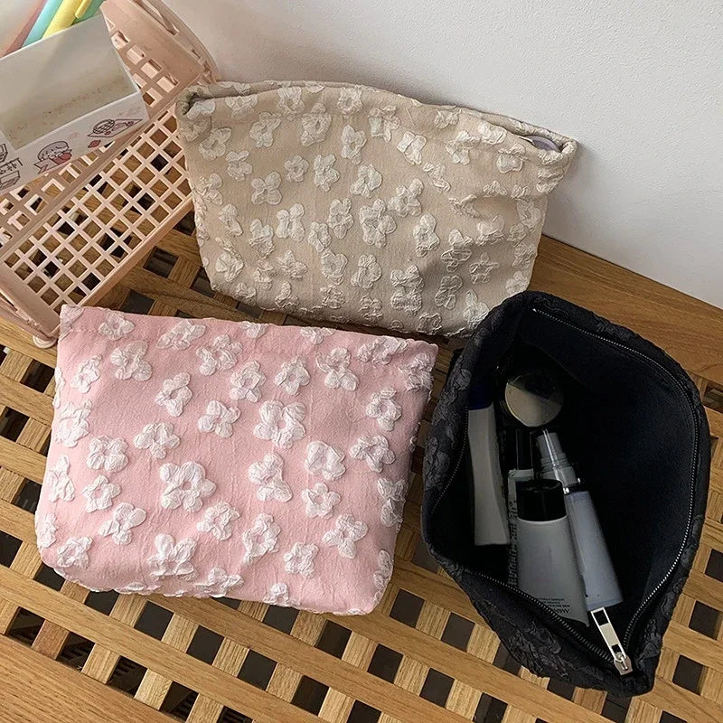 Trousse de toilette rose à fleurs - Petite pochette voyage