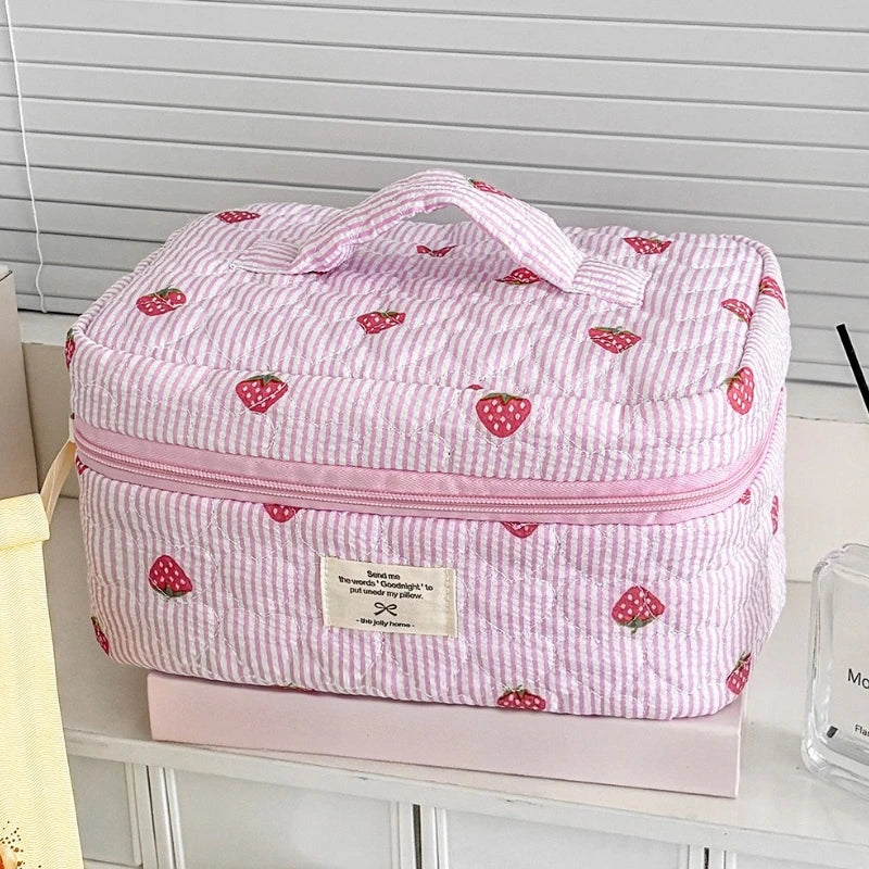 Trousse Toilette Rose Fraise - Organisateur Voyage Maquillage