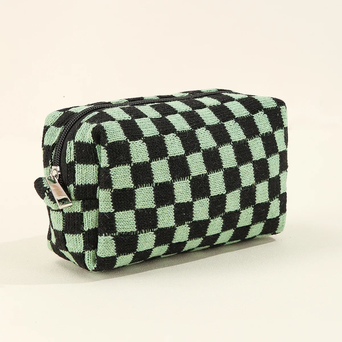 Trousse de Toilette Peluche à Carreaux Multicolores – Grande Capacité