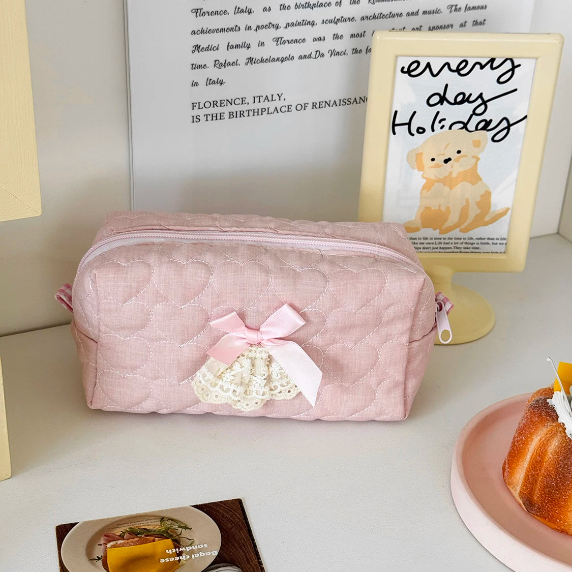 Trousse de Toilette Rose Noeud - Maquillage Voyage