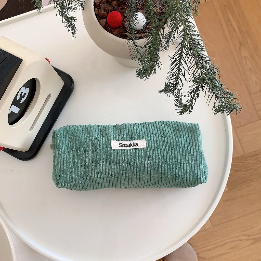 Trousse de Toilette Velours Côtelé – Grand Sac Cosmétique Voyage