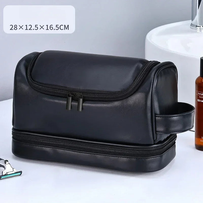 Trousse de toilette en cuir avec crochet – voyage unisexe
