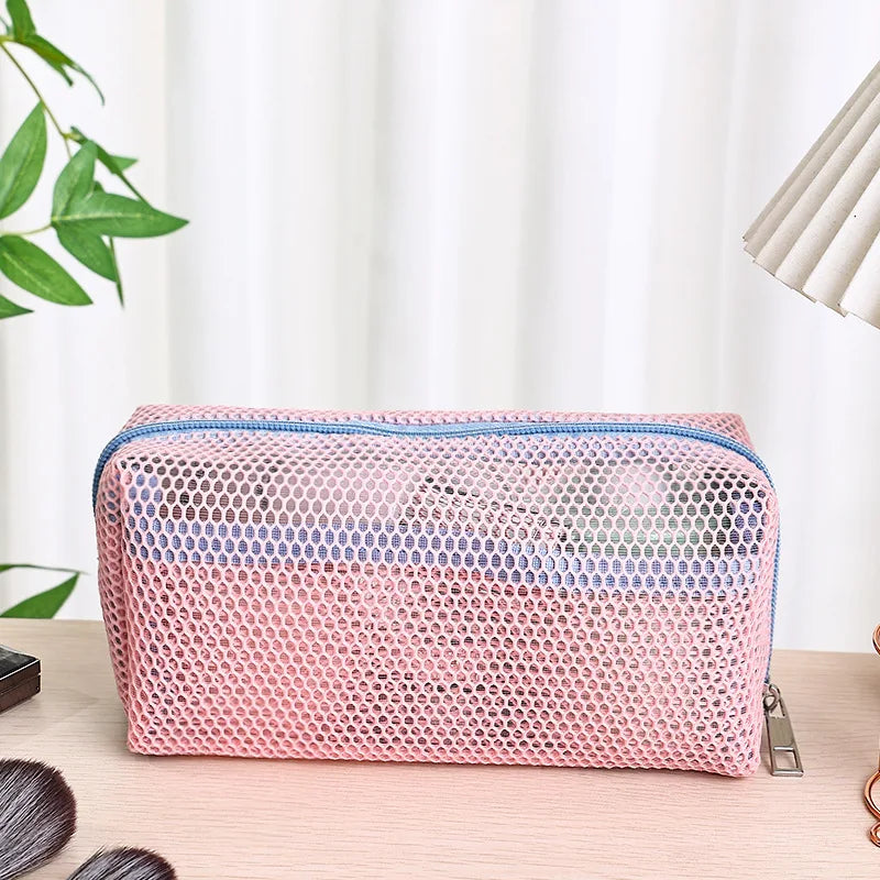 Trousse de toilette en mesh noir – Pochette maquillage zippée