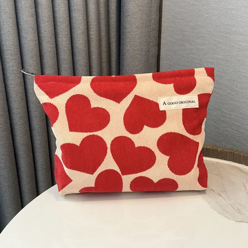 Trousse de Toilette Femme Grande Capacité – Cœur Imprimé