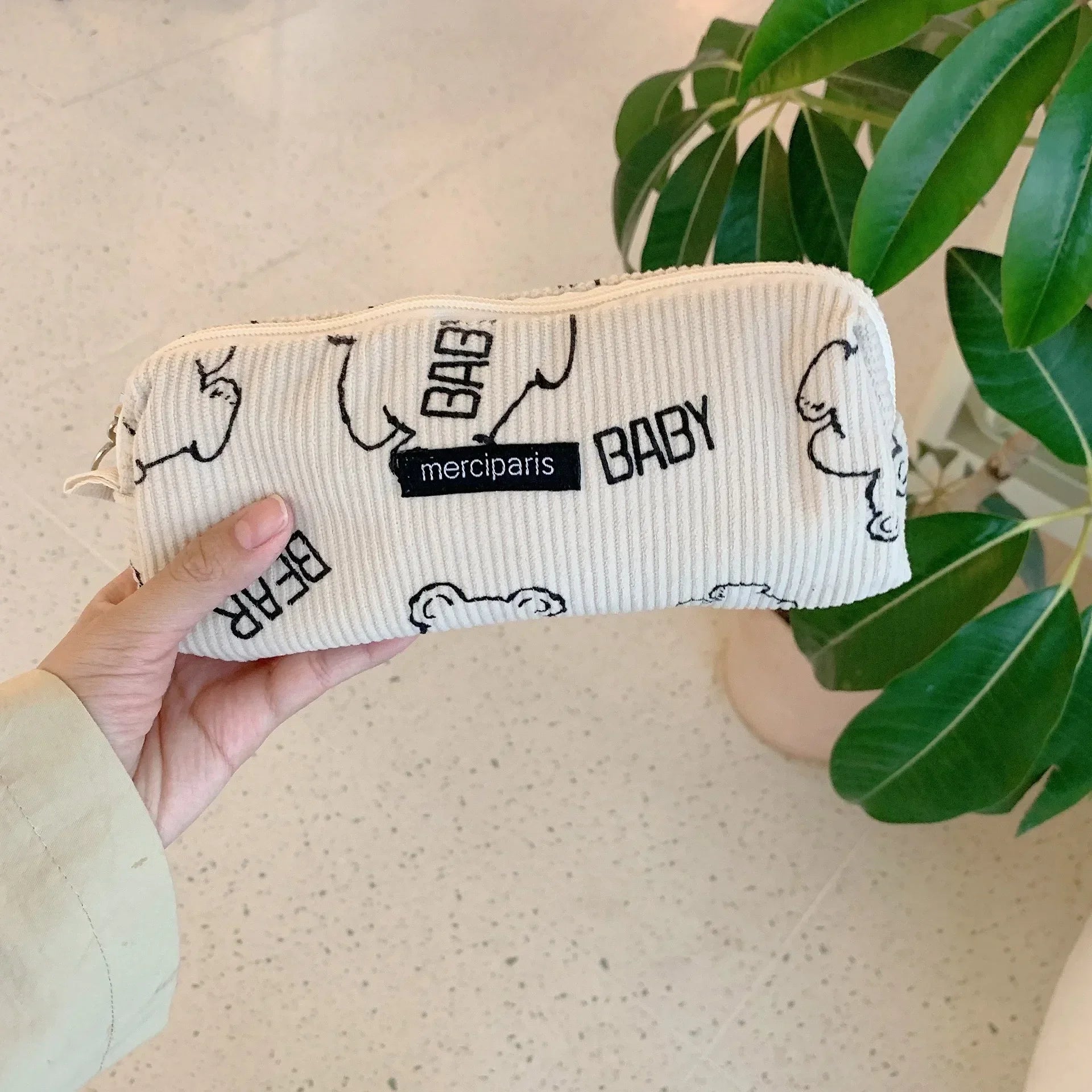 Trousse de Toilette Zip Voyage – Organisateur, Velours côtelé, Petite Pochette Maquillage