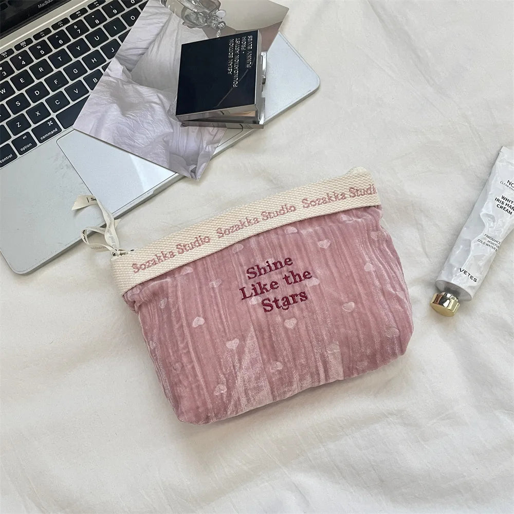 Trousse de Toilette Velours Fin – Grand Organisateur Cosmétique, Voyage pour Femme