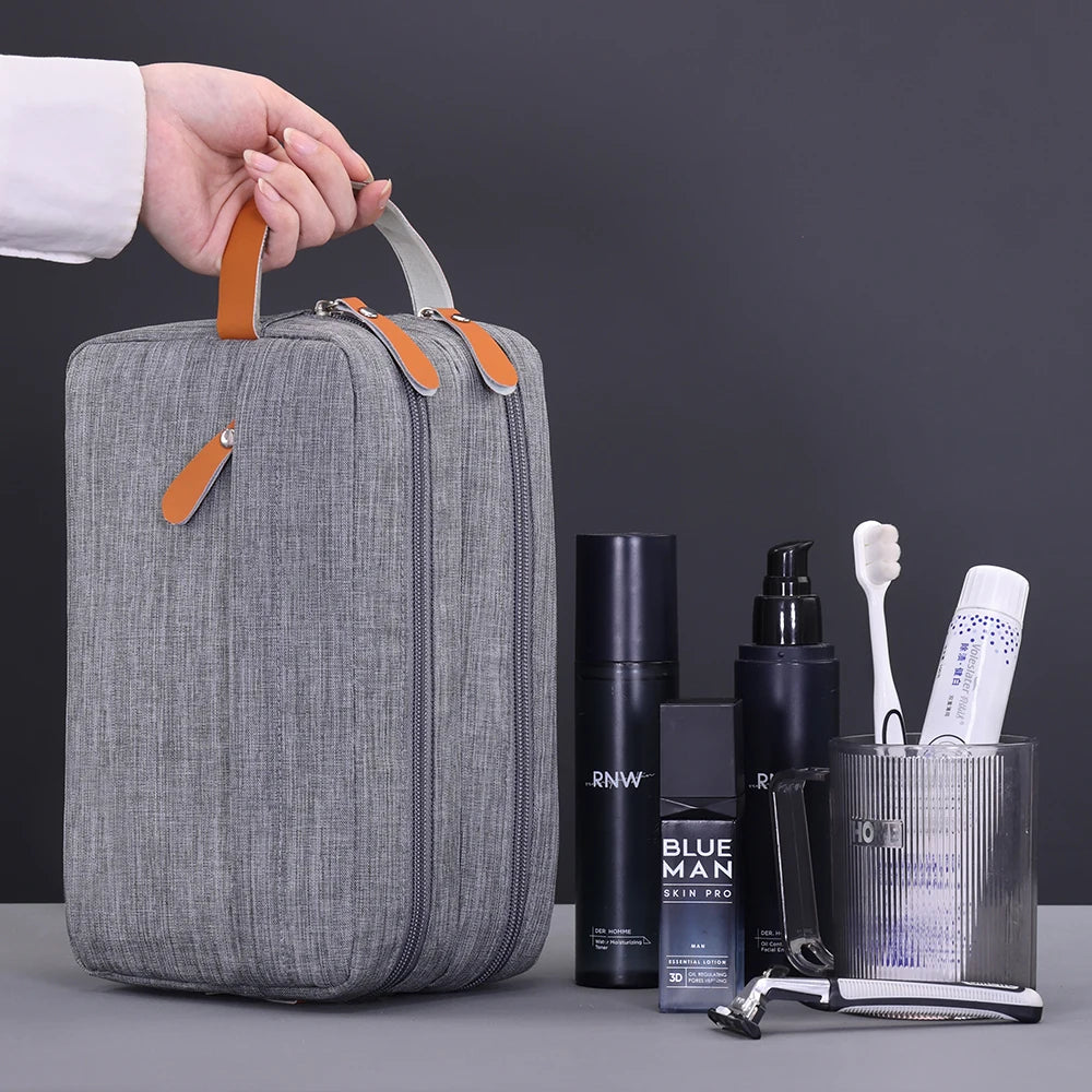 Trousse de Toilette Homme Étanche – Double Compartiments, À Suspendre