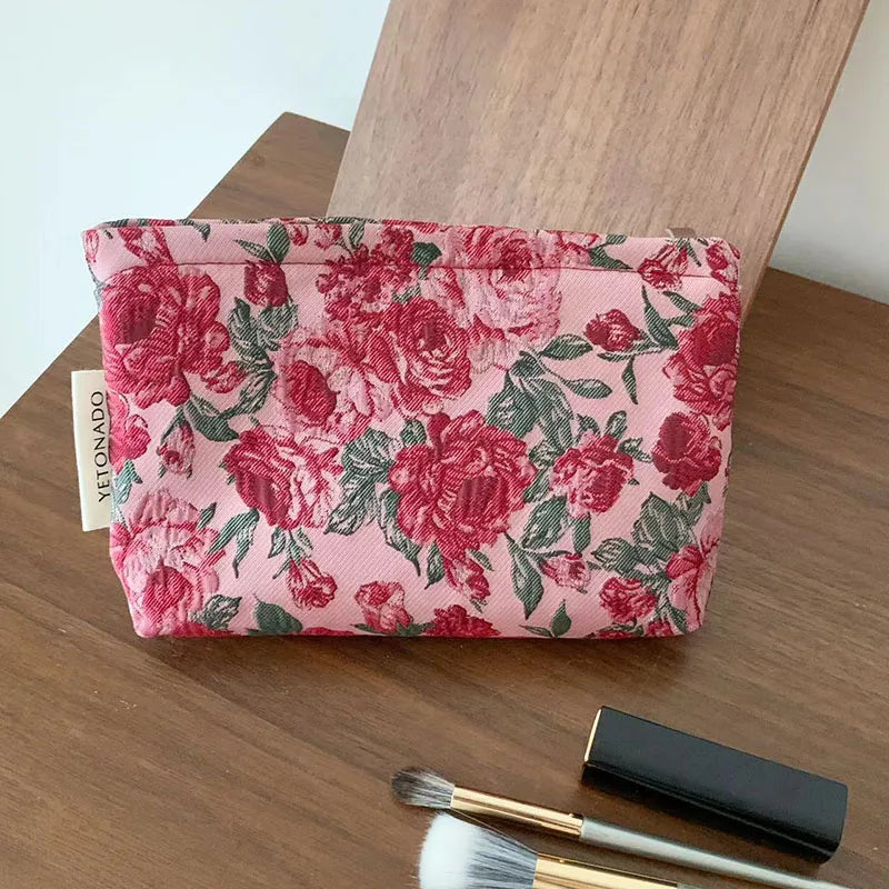 Trousse de Toilette Floral Rétro – Grande Capacité