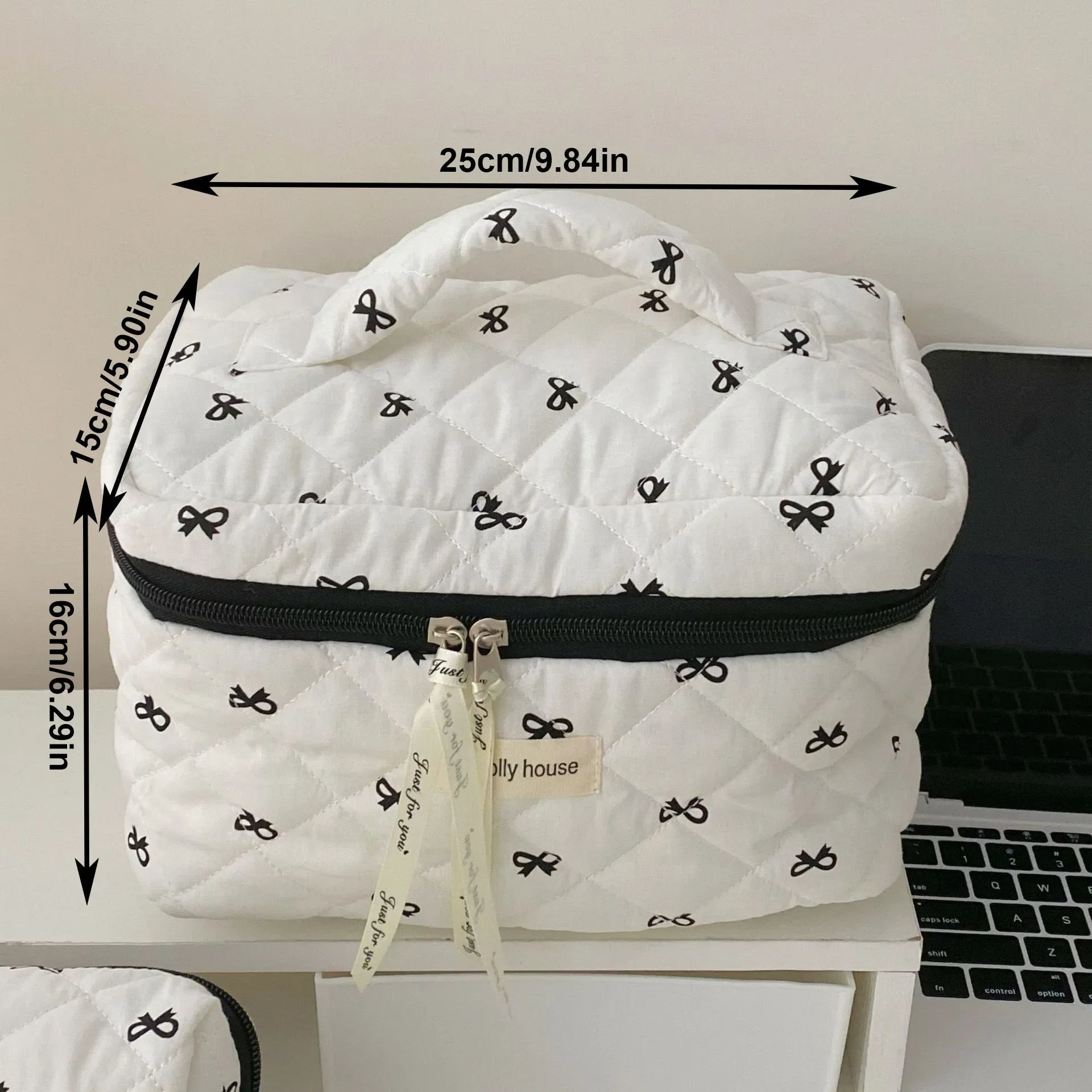 Trousse de Toilette Imprimé Nœud – Maquillage Zip