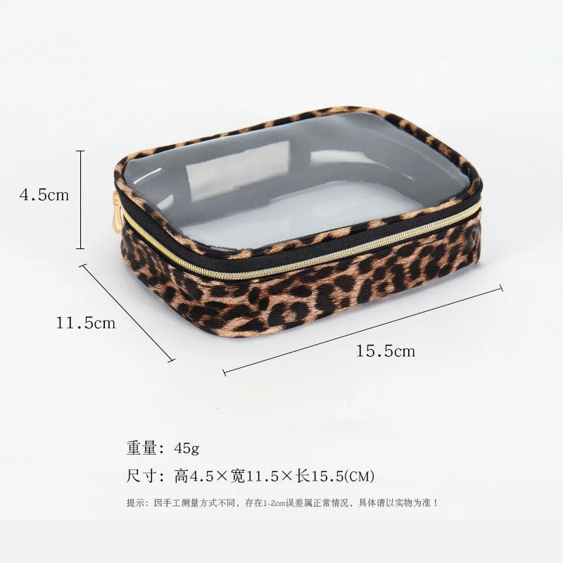 Trousse de Toilette Transparente Léopard – Grande Capacité avec Zip