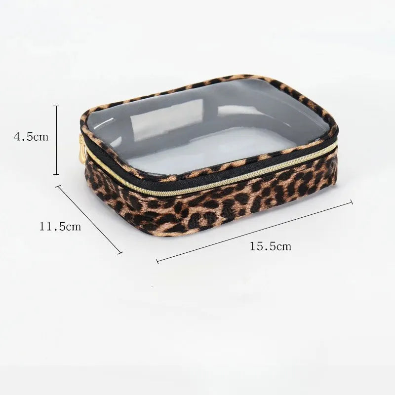 Trousse de Toilette Transparente Léopard – Grande Capacité avec Zip