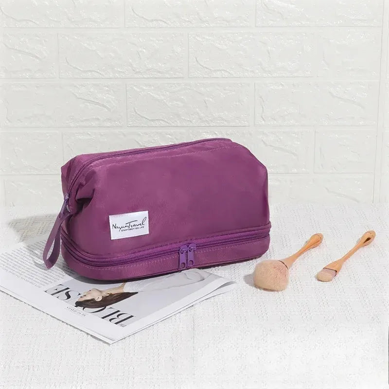 Trousse de toilette grande capacité – double compartiments et organisateur maquillage