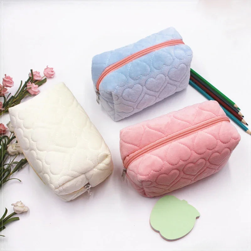 Trousse de Toilette Voyage Femme – Sac Maquillage Peluche Douce, Zippé
