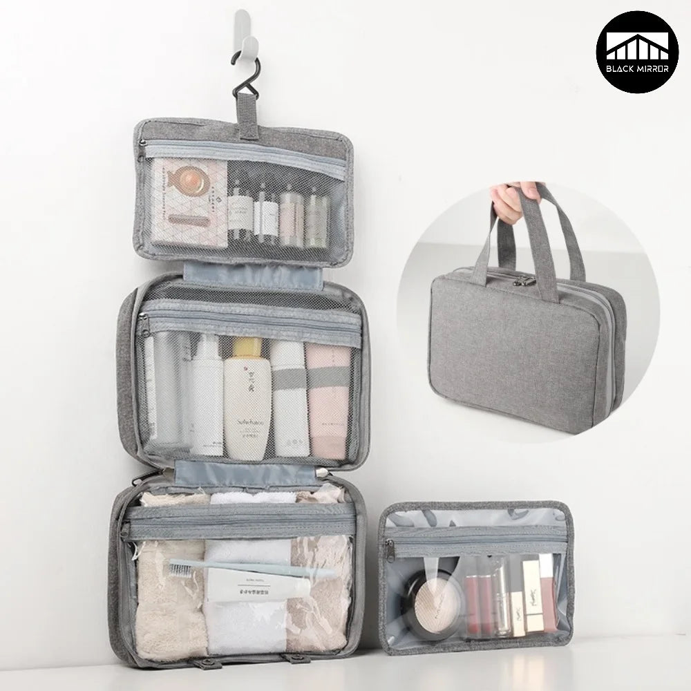 Trousse de Toilette Grande Capacité Étanche avec Crochet – Organisateur Voyage Maquillage