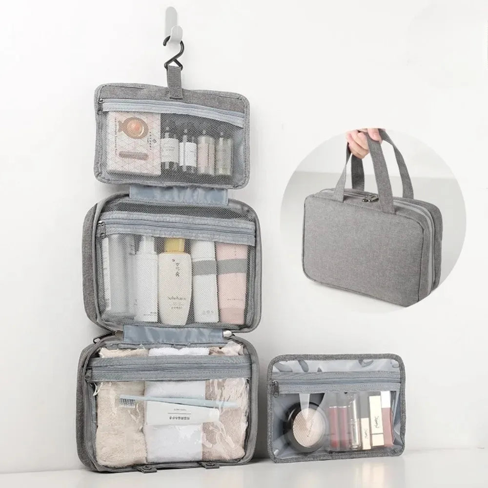 Trousse de Toilette Grande Capacité Étanche avec Crochet – Organisateur Voyage Maquillage