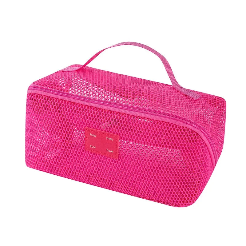 Trousse toilette mesh transparente – Grande capacité, Organisateur maquillage portable