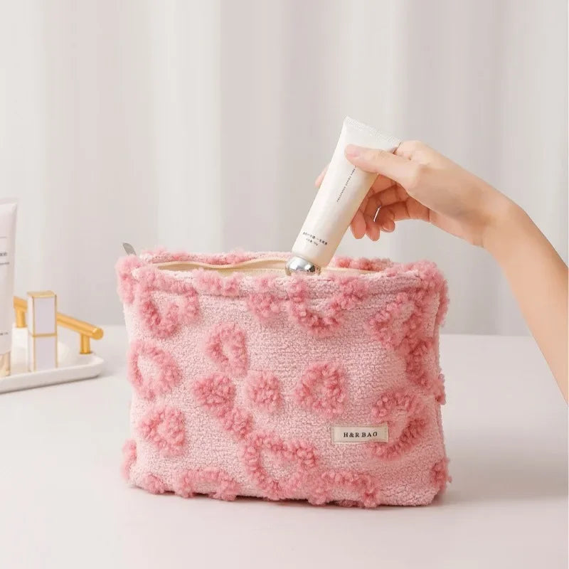 Trousse de toilette rose portable – Maquillage et Soins