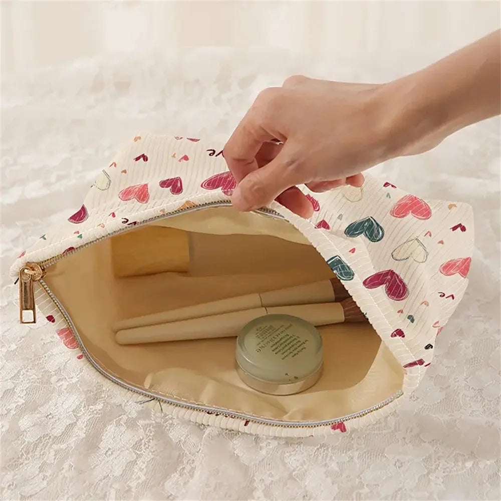 Trousse de Toilette Colorée en Cœur – Organiseur Maquillage à Zip Double