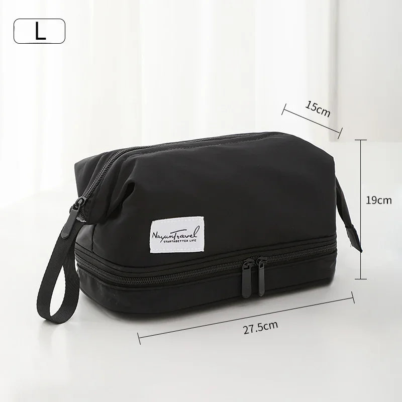 Trousse de toilette grande capacité – double compartiments et organisateur maquillage