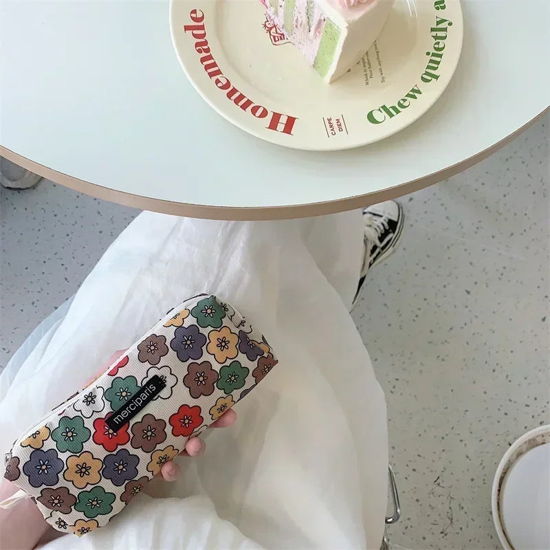 Trousse de Toilette Zip Voyage – Organisateur, Velours côtelé, Petite Pochette Maquillage