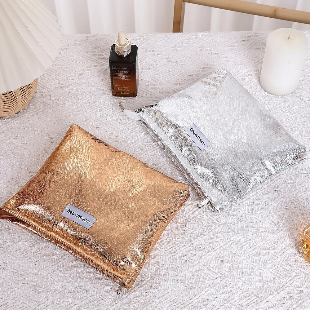 Trousse de Toilette Sequins Dorés – Organisateur Maquillage Portable