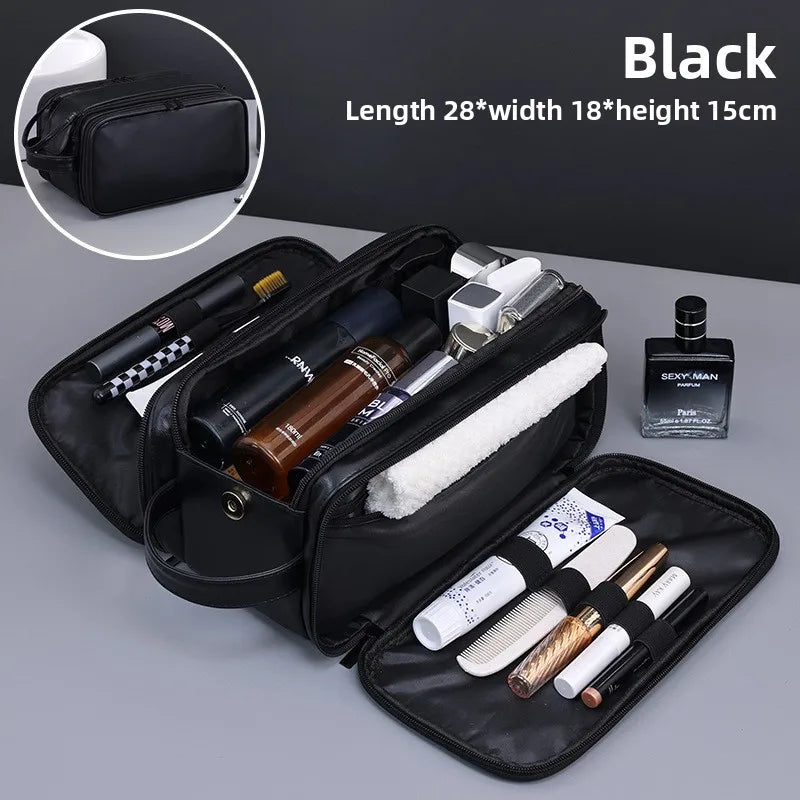 Trousse de Toilette PU à Poches Multiples – Étanche & Suspendable