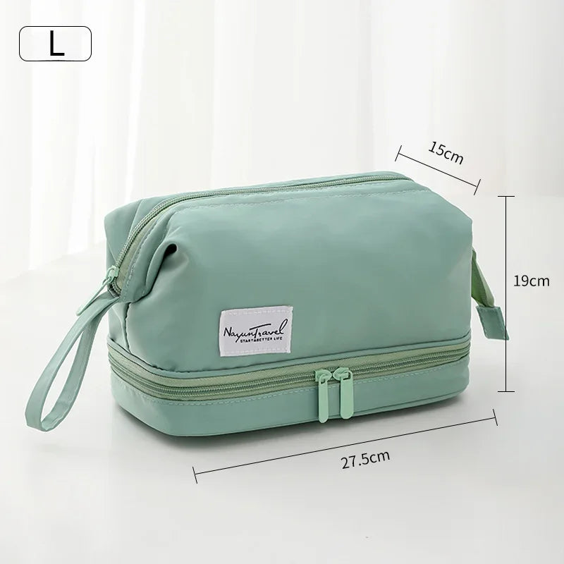 Trousse de toilette grande capacité – double compartiments et organisateur maquillage