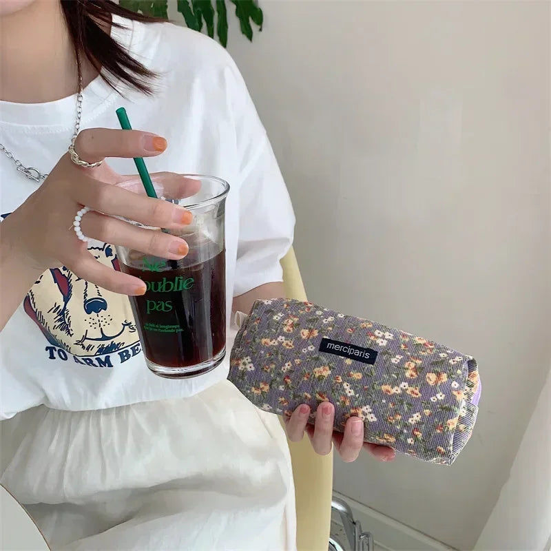 Trousse de Toilette Zip Voyage – Organisateur, Velours côtelé, Petite Pochette Maquillage