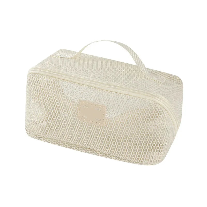 Trousse toilette mesh transparente – Grande capacité, Organisateur maquillage portable
