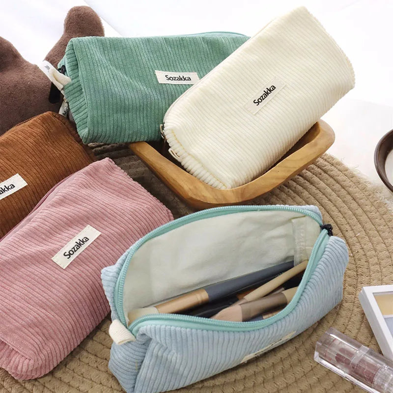 Trousse de Toilette Zip Voyage – Nécessaire Organisateur, Velours côtelé coréen, Petite Pochette Maquillage