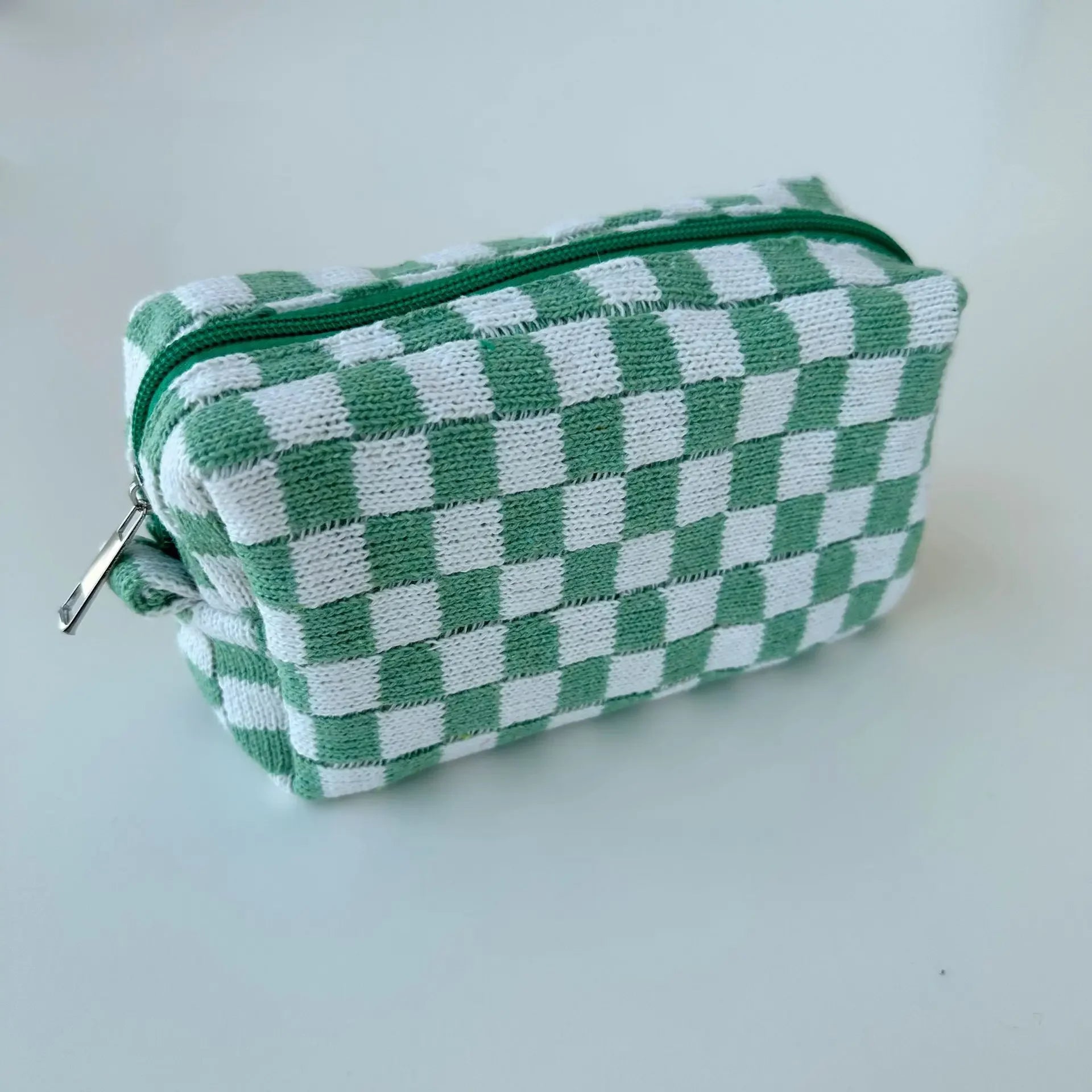 Trousse de Toilette Peluche à Carreaux Multicolores – Grande Capacité