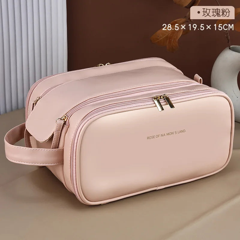 Trousse de toilette PU – Grande capacité, double zip