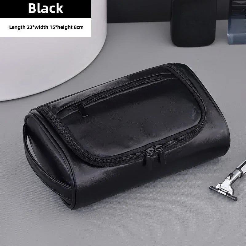 Trousse de Toilette Homme en Cuir – Sac de Voyage Portable, Grande Capacité