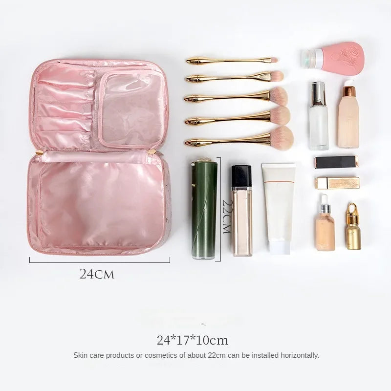 Trousse de Toilette Portable en Flanelle – Sac Cosmétique, Grande Capacité, Ciel Étoilé