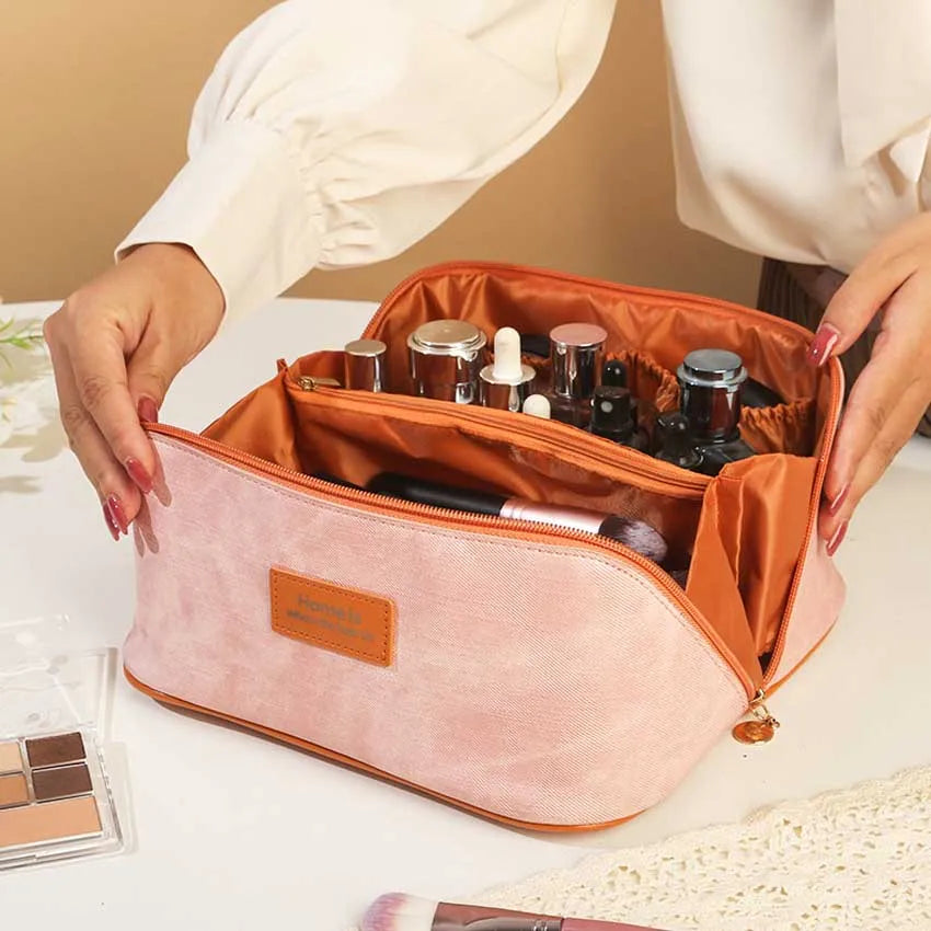 Trousse Denim Étanche – Grande Capacité, Voyage, Maquillage
