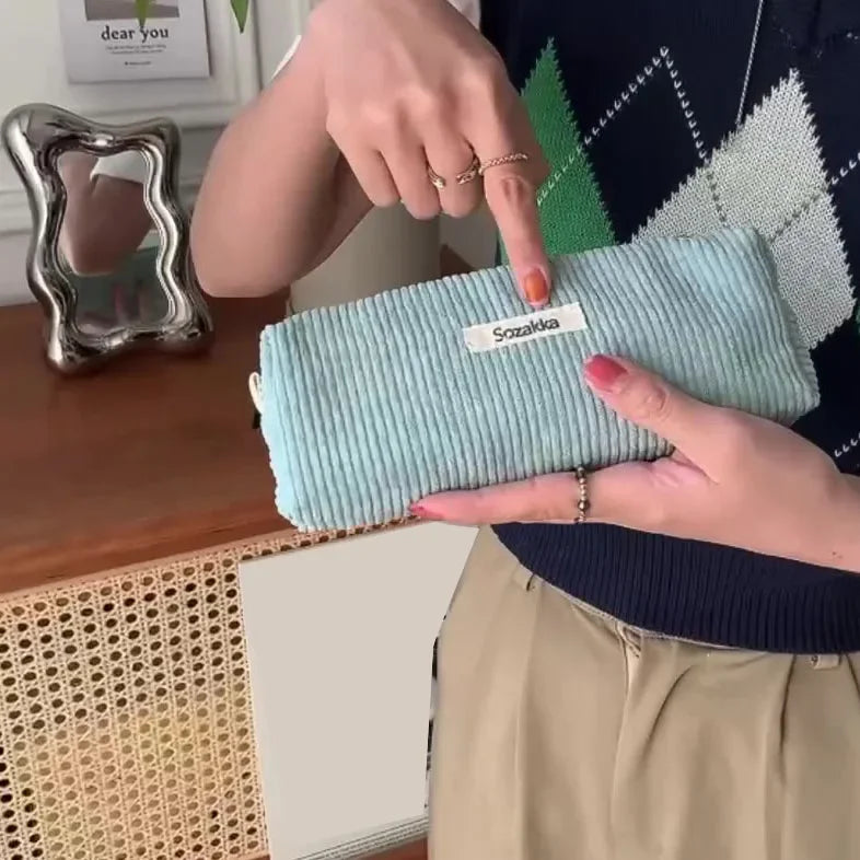 Trousse de Toilette Velours Côtelé – Grand Sac Cosmétique Voyage