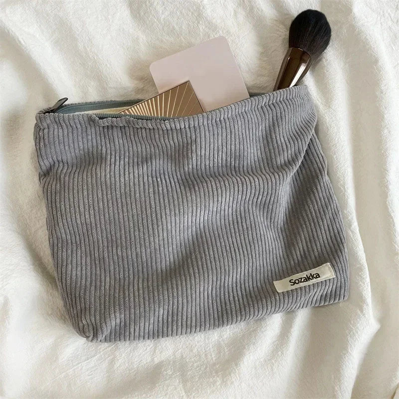 Trousse de Toilette Velours Côtelé – Grand Sac Cosmétique Voyage