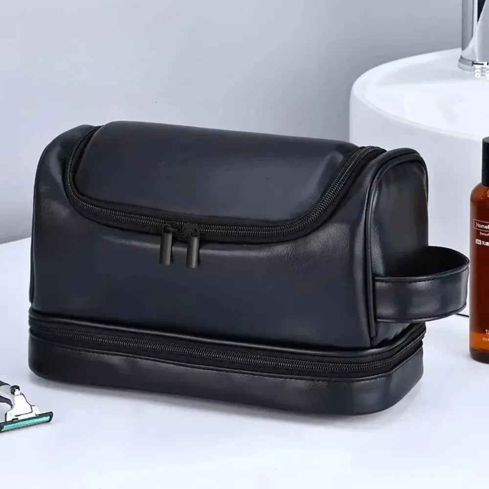 Trousse de toilette suspendue en cuir – voyage pour hommes et femmes avec crochet