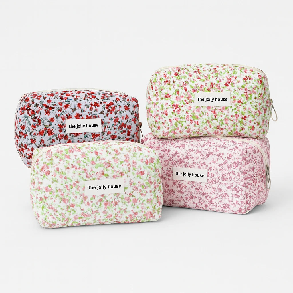 Trousse de Toilette Florale Matelassée – Pochette Maquillage Voyage